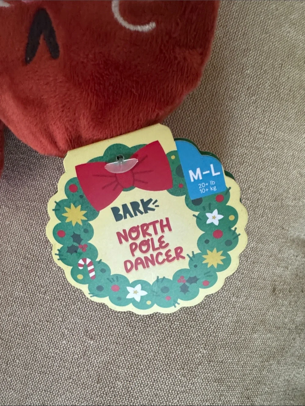 NWT BARK Gingerbread Plush Dog Toy with Rope